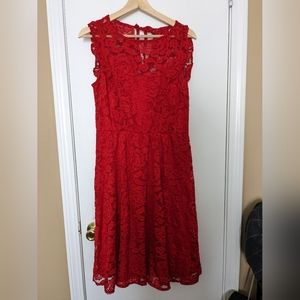LC Lauren Conrad Red Lace Dress Size Medium